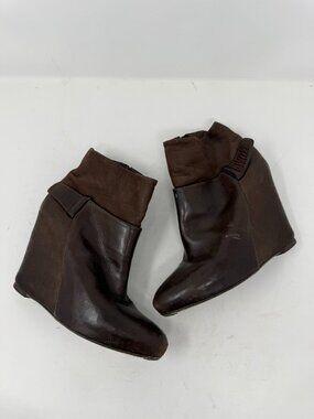 Vince Garren Suede & Leather Wedge Brown Booties